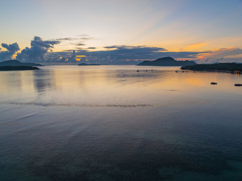 Amazing light of nature beautiful Light Sunset or sunrise over sea sky background