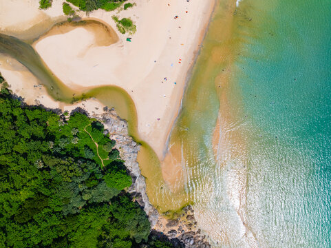 Bird eye view photo of sea beach water surface texture background