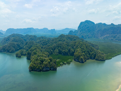 Summer sea in sunny day Drone view landscape nature background