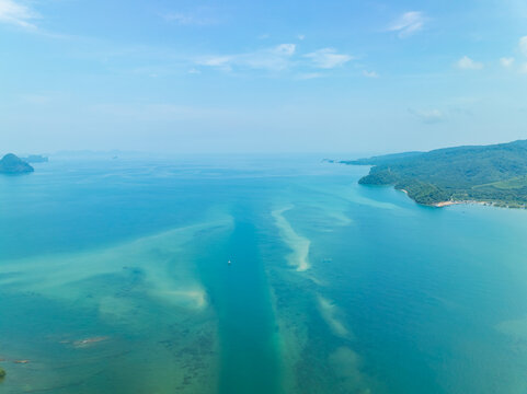 Summer sea in sunny day Drone view landscape nature background