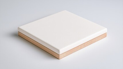 Fototapeta premium Blank stretched canvas on frame on clean white surface