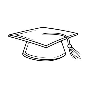 featuring a continuous line of graduation hat on white background