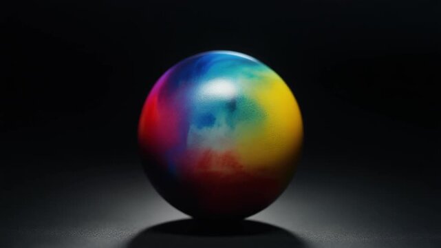 Extreme Close-up of Abstract Vibrant Security Dye Marker Ball Rotating on Dark Background, Cinematic Full HD Motion