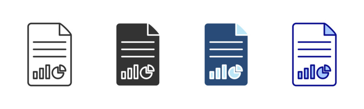 Report Icon Set. Designed In Multi Style