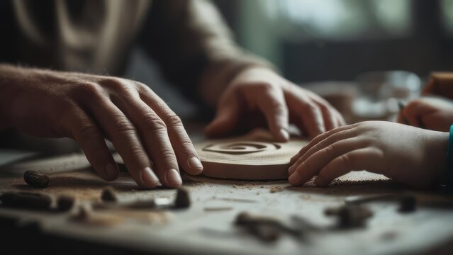 Hands shaping clay