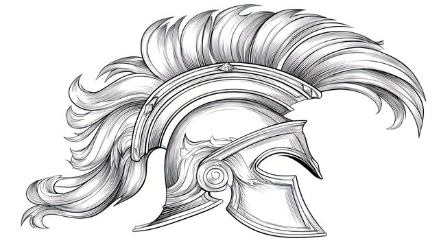 Detailed illustration of a classical helmet with ornamental features