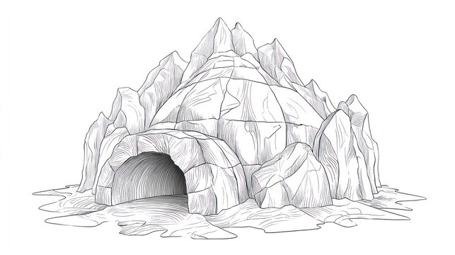 Illustrated igloo winter dwelling isolated on white background