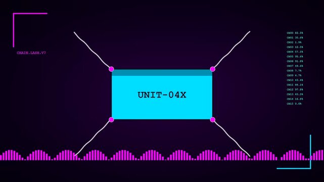 Digital graphics showing container lashing systems within a minimalist interface displaying various analytical data points in a vibrant neon aesthetic style for modern monitoring displays