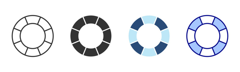Naklejka premium Swim Ring Icon Set. Designed In Multi Style