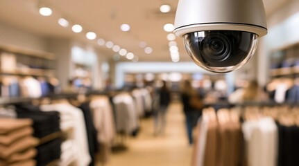 Fototapeta premium Security camera for retail store surveillance monitoring and cctv loss protection