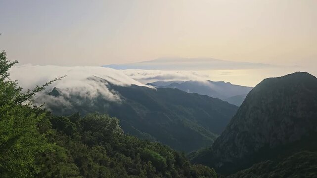 Garajonay hiking viewpoint overlooking Roque de Agando in La Gomera