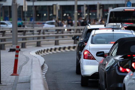 Dense traffic jam filling multiple lanes of a busy city roadway, illustrating vehicle congestion, commuting delays, urban transportation challenges, and peak-hour travel conditions.