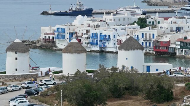 Mykonos Greece Windmills Little Venice Coastal View
