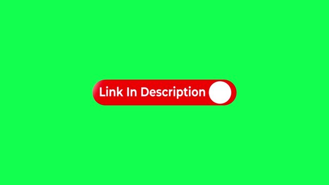Link in description button with arrow animation for social media video content.4k