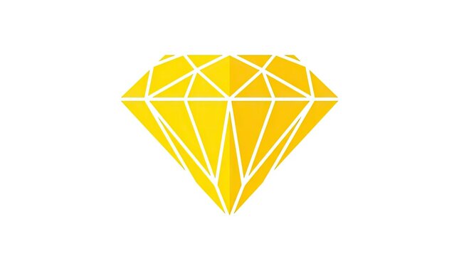 Geometric yellow diamond gemstone icon on white background.