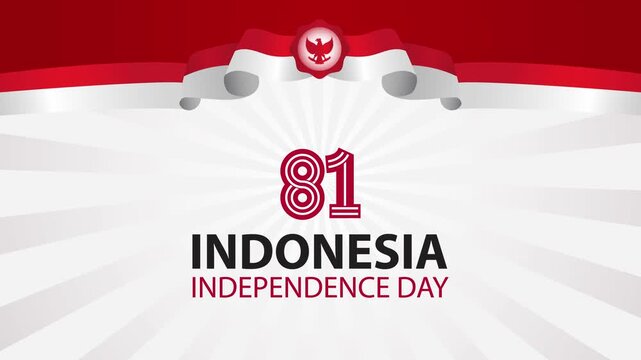 81th Indonesia Independence Day Banner with Eagle Ribbon Animation Background