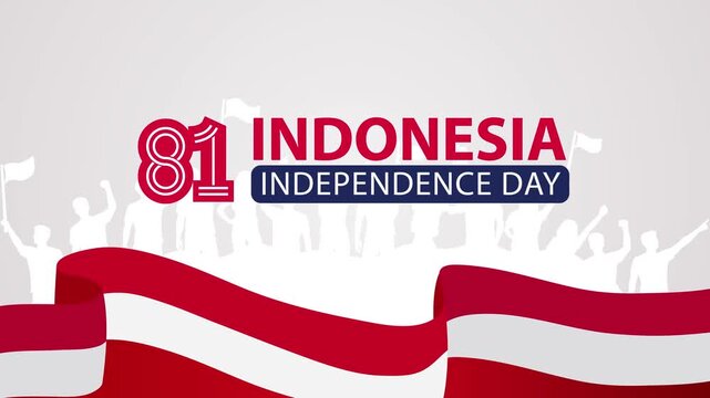 Indonesia Independence Day banner featuring the 81st anniversary.Animation Video