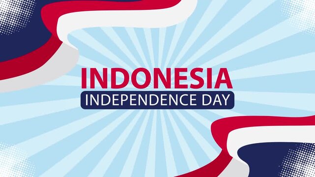 81st Indonesia Independence Day Greeting Banner with Red White Ribbon Animation Banner