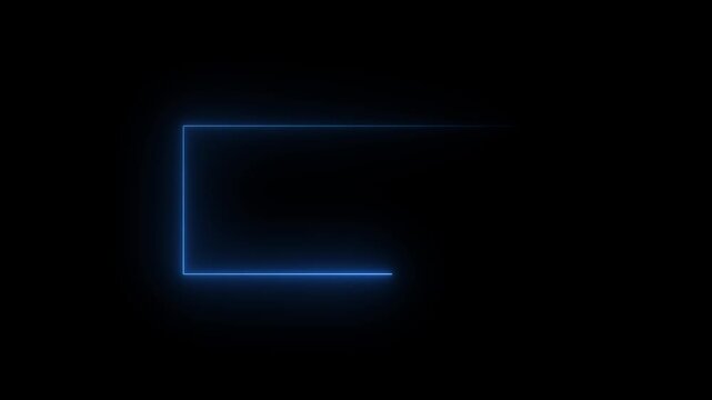 Blue Neon Rectangle Frame Animation on Black Background