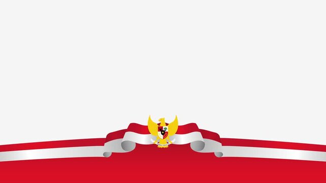 Indonesia Independence Day Background with Eagle Emblem and Red White Ribbon Animation Background