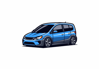 Naklejka premium Blue Hatchback Car Side View Illustration