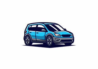 Fototapeta premium Blue SUV car illustration with detailed design features