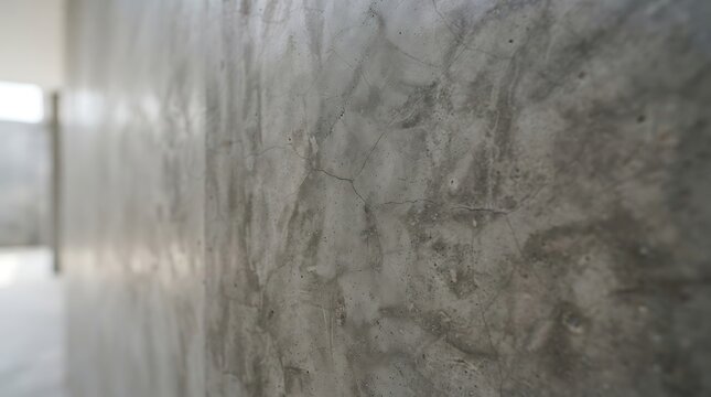 Flame-cimento queimado texture on a modern interior wall, showcasing the distinctive artisanal aesthetic and smooth finish of polished concrete surfaces.