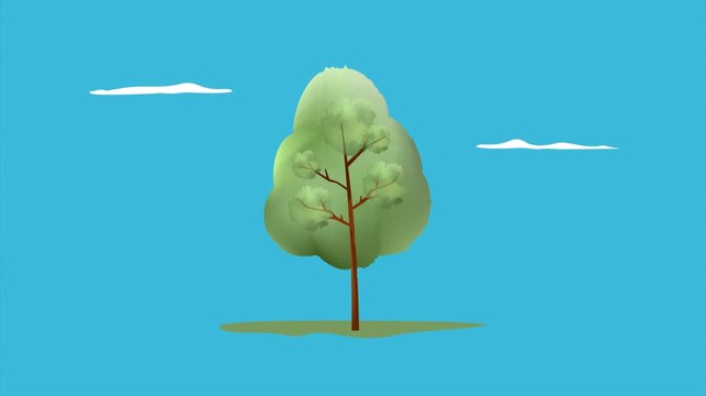 Young tree growing in natural environment. Tree concept. Full length Icon animation illustration. High quality&nbsp;4k&nbsp;footage