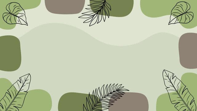 Minimal Tropical Botanical Leaves Frame Background Animation