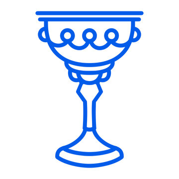 Jewish kiddush cup line icon for rosh hashanah celebration
