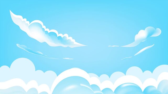 Soft clouds beneath peaceful blue sky. Blue Sky concept. Full length Icon animation illustration. High quality&nbsp;4k&nbsp;footage