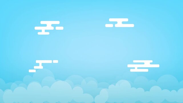 Minimal blue sky with white clouds. Blue Sky concept. Full length Icon animation illustration. High quality&nbsp;4k&nbsp;footage