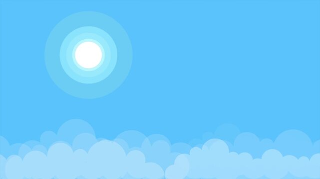 Sunlight glowing through blue clouds. Blue Sky concept. Full length Icon animation illustration. High quality&nbsp;4k&nbsp;footage