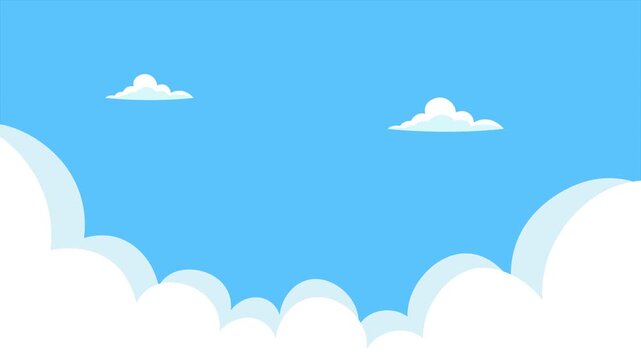 White clouds across blue sky. Blue Sky concept. Full length Icon animation illustration. High quality&nbsp;4k&nbsp;footage