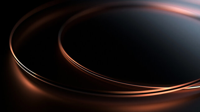 Abstract Elegant Copper Rings Glowing on Dark Background