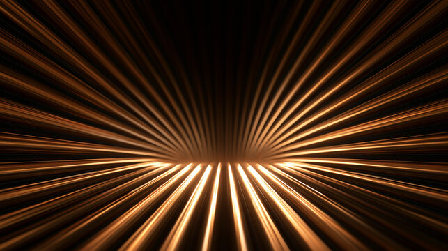 Golden Futuristic Stage with Glowing Perspective Light Beams