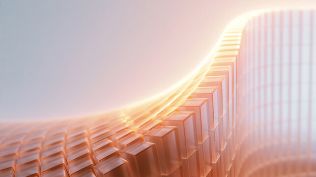 Abstract Geometric Wave of Glowing Glass Cubes Background