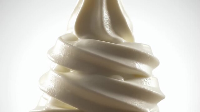 Tall Vanilla Soft-Serve Swirl Crowned atop a Conical Dairy Treat in Bright Studio Light