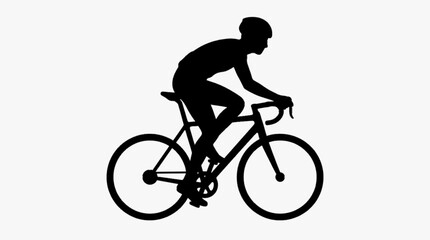 Fototapeta premium Cyclist Riding Bicycle Outdoors, Sports Training Fitness and Active Lifestyle Silhouette Illustration