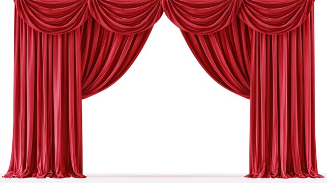 Elegant Red Theater Stage Curtains with Swag Top