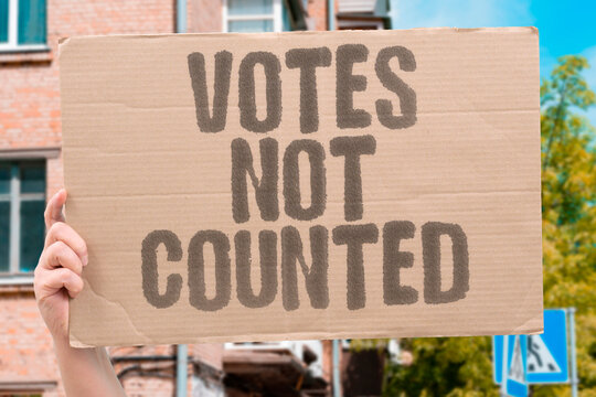 "Votes Not Counted" Concession given before tally completion. VOTES. COUNTED. CONCESSION. GIVEN. TALLY.
