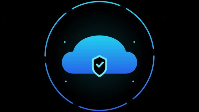 Cloud security and data protection system motion graphics animation loop