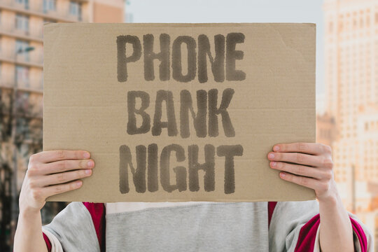 "Phone Bank Night" Volunteer calling event hosted at community center. PHONE. BANK. NIGHT. VOLUNTEER. CALLING.