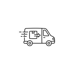 Fototapeta premium Small courier delivery van line icon.