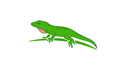 Obraz premium Green Lizard Vector Illustration Isolated on White Background