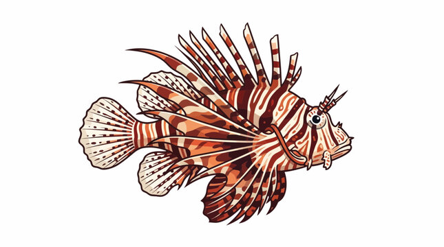 Vector Illustration of a Red Lionfish Isolated on White Background