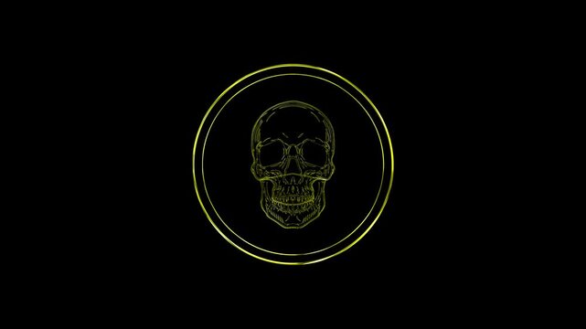 luxury gold and silver 3d animation of a skull symbol background