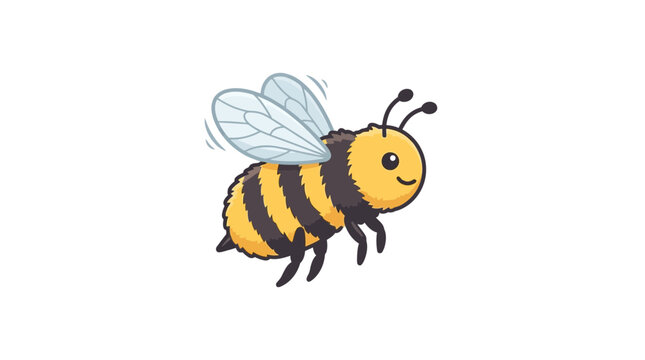 Cute Cartoon Bee Flying Isolated on White Background Vector Illustration