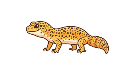 Fototapeta premium Cute Leopard Gecko Cartoon Vector Illustration on White Background