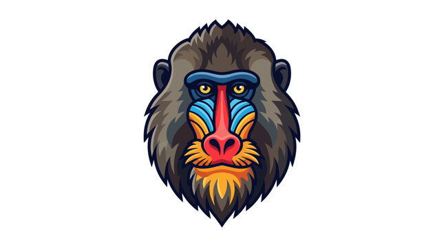 Fierce Mandrill Head Mascot Illustration Vector Graphic